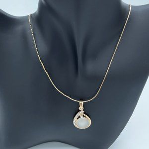 18KGF Rose Gold Over Silver Cubic Zirconia Beautiful Pendant Necklace